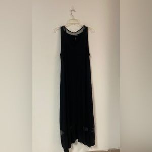Lane Bryant Black Sleeveless Mesh Panel Maxi Dress with Pockets!